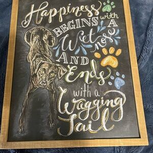Chalkboard Style Dog Wall Art with Brown Frame